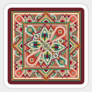 Orange and Green Ornamental Mandala Sticker